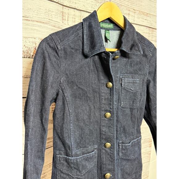 Lauren Ralph Lauren Jackets & Blazers - VTG Lauren Jeans by Ralph Lauren Jacket Dark Denim Button Down Classic Safari S